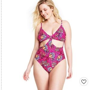 Floral Print Front Cutout One Piece Swimsuit - Tabitha Brown for Target ?